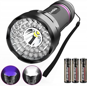 EverBrite 2-in-1 UV and White LED Flashlight, Dual Light Blacklight with AA Batteries, Pet Urine Detector for Dog & Cat Stains
