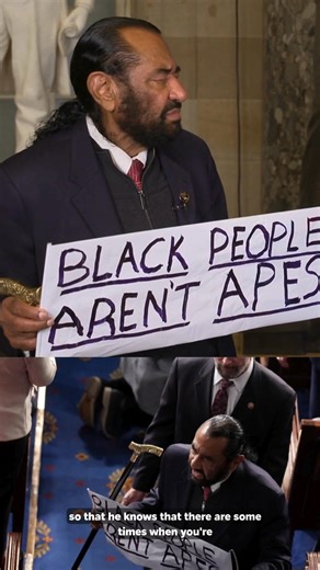 During the State of the Union, Rep. Al Green stood in protest with a clear message: “Black people aren’t apes!” The sign was in response to a racist post targeting Former President Barack Obama and Former First Lady Michelle Obama that was shared by President Donald Trump. #AlGreen #StateOfTheUnion https://www.cbsnews.com/video/rep-al-green-removed-from-house-floor-during-state-of-the-union/?intcid=CNM-00-10abd1h | KPIX CBS San Francisco Bay Area