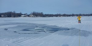 Man dies after truck falls through ice on lake