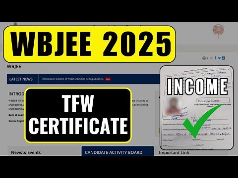 How to make TFW Certificate? | Important Documents | WBJEE 2025