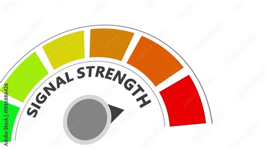 Signal strength meter with needle in yellow zone Keywords: signal, strength, meter, gauge
