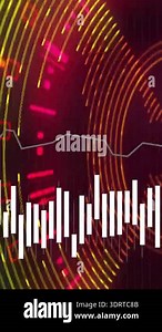 Sound waveforms and frequency bars over red circular animation with digital elements. Music, audio, technology, visualizer, abstract, pulse Stock Video Footage - Alamy