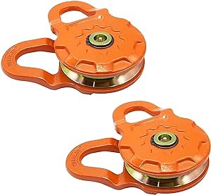 Snatch Block, 50,000 lbs 25T Minimum Breaking Strength, 25,000 lbs 12.5T Working Load Limit, for Synthetic Rope and Steel Cable Winch Lines, for Tractor, Truck, ATV and UTV （2 Packs）