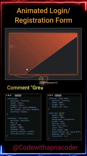 Animated Login & Signup Form #shorts #webdevelopment #html