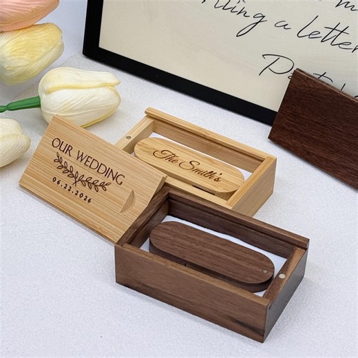 Ideal para fotógrafos de bodas y como regalo para clientes, viene con caja de embalaje, se pueden grabar recuerdos de boda, memoria USB de madera personalizada. - Etsy México