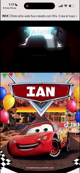 Invitación digital de Cars 🚘 Sorprende desde el primer segundo. Incluye video, música, conteo regresivo y botones interactivos. Ideal para un cumpleaños infantil inolvidable. Escríbeme por DM para más información. 🥳✨ #invitacionesdigitales #invitacioncars #CumpleañosInfantil #FiestaCars #MamásTikTok