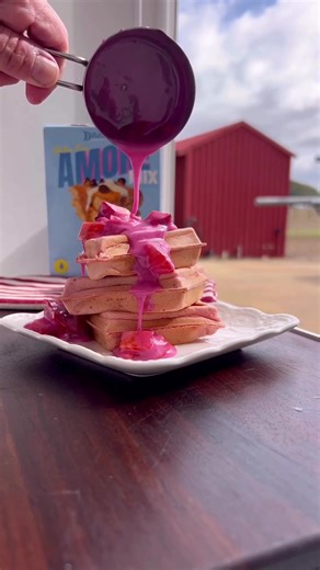 Delicious Vanilla Strawberry Dragon Fruit Waffles Recipe