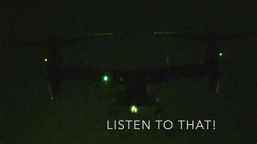 Watch the CV-22 Osprey light up the sky with spinning blades