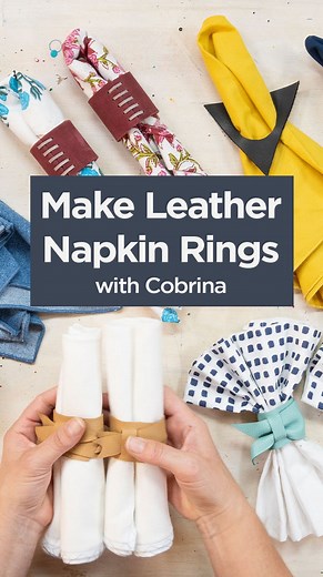 Bring a touch of style to your dining table with handmade leather napkin rings. In her new class, Cobrina shares 9 fun and easy designs you can make your own. Go with genuine leather for a timeless look or try a faux option for something lighter—either way, you’ll have lots of room to play and personalize. 🍽️ Make Leather Napkin Rings taught by Cobrina 🔗 in on our shop grid to start! #creativebug #napkinrings #leathernapkinrings #holidayhosting #handmadehomedecor | Creativebug