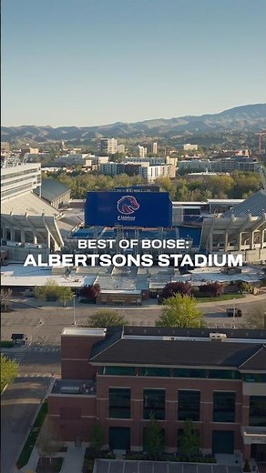 Sunrise flyover of the iconic Albertsons Stadium at Boise State University ￼