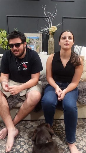 Parisa & Mina on Instagram: "Rapid fire questions. The answers may surprise you. But probably not. Video description for our visually impaired friends: Brennan, 21-year-old blind man in a black T-shirt and Meta sunglasses sits next to his sister Mina, 17 and also blinds. The two are seated on an off-white couch in a living room. Picture frames on a small side table can be seen behind them. Text reads: rapid fire questions. #blind #family #funny #brother #sister"