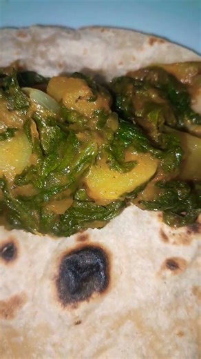 aloo palak sabji aur roti#food #lifeisbutadream #youtubeshorts
