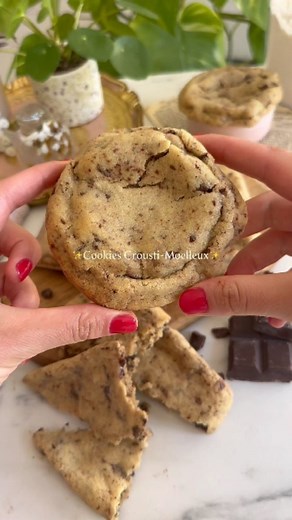 Délice de Ouff Officiel on Instagram: "Cookies Crousti-Moelleux🍪 ©️ Présenter par @emiliea_fit 👇📒😍👇 💌Recette (pour 6 gros cookies) 1 œuf 250gr de farine 125gr de beurre 125gr de sucre roux ou vergeoise 50gr de sucre fin blanc 1 gousse de vanille (ou 1cc de poudre) ou arôme 1 cc de levure + 1 cc de bicarbonate (levure à default) 1 pincée de sel 140gr de chocolat (ici coupé sn gros Chunck) a vous d’adapter la quantité de chocolat Préparation : 1. Mélange tes deux sucres puis ajoutes y le beu