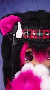 Gothic Y2K Furry Bear Head With Pink Black Twin Tails Spiked Headband Pink Paw Gloves Handmade Alt Kawaii Cosplay Mask Dark Aesthetic Fans - Etsy