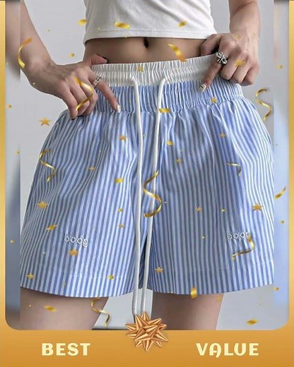Striped Drawstring Waist Casual Shorts