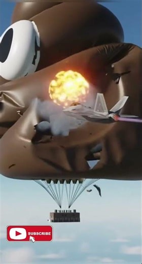 Jet Destroys Giant Poop Emoji Balloon