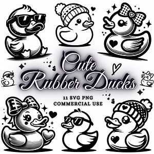 Cute Rubber Duck Svg & Png, Duck Clipart, Rubber Duck Vector Image, Funny Duck Silhouette, Bird Svg, Sublimation Design, Bird Cut File - Etsy