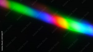 Colorful Light Beam and Ray on Black Background. Abstract Background Rainbow on CD. Beautiful Color Lens Light Rainbow Beam for Movie and Cinema at Night. Prism Separating Ray Into Colors of Spectrum. Stock Video