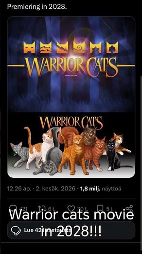 warrior cats movie in 2028#warriorcats #movie #news #important #cats #fyp #shortvideo #subscribe