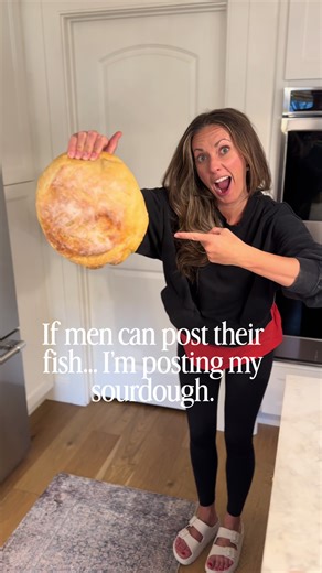 If he can hold a fish, I can hold my loaf. Only difference? Mine feeds my family all week. 😉 #sourdough #sourdoughbread