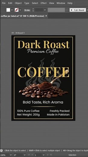 Coffee Label Design Tutorial ☕ | Dark Roast Packaging in Illustrator #shorttutrial