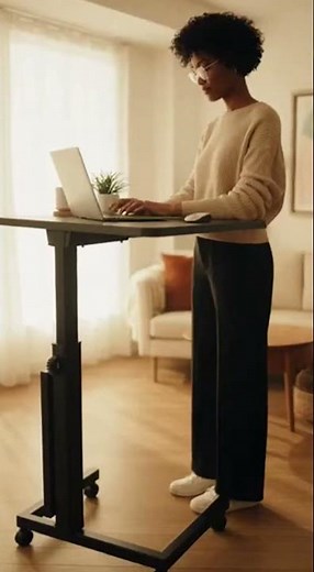 KLSMYHOKI Adjustable Standing Desk with Wheels – Mobile Sit-Stand Workstation