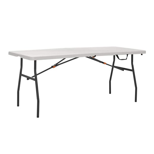 Check The Home Depot's Q&A Before Buying: HDX 6 ft. Almond Resin Top Rectangular Folding Utility Table for Indoor/Outdoor Use, Seats- 6