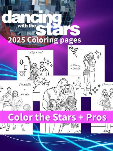 Dancing With the Stars Coloring Pages: Celebrity Dance Partners (digital Download) - Etsy
