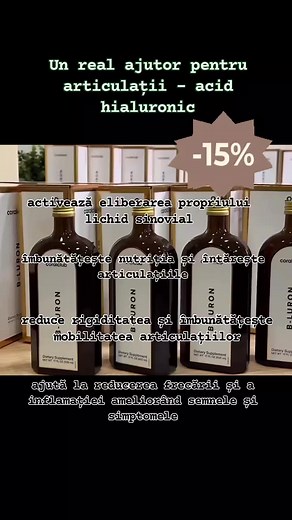 Acidul hialuronic functioneaza ca un lubrifiant si amortizor in articulatii, ajutandu-le sa functioneze corect