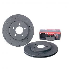 Hawk Performance Rear Brake Rotor Talon Pair And HPS-5.0 Brake Pad Set Mustang V6/ GT 2005-2014/ Boss 302 2012-2013/ GT500 2007-2012