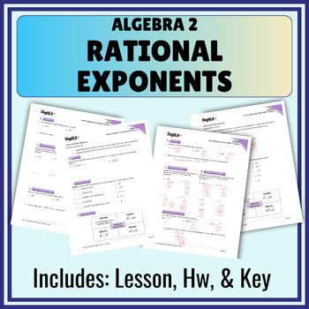 Rational Exponents Guided Notes, Worksheets, Homework 10th-12th Grade Algebra 2