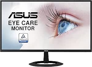 ASUS 22” (21.45” viewable) 1080P Eye Care Monitor (VZ22EHE) - Full HD, IPS, 75Hz, 1ms (MPRT), Adaptive-Sync, HDMI, Low Blue Light, Flicker Free, HDMI, VGA, Ultra-Slim,Black
