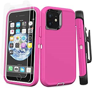 Diverbox for iPhone 11 Heavy Duty Protective Case Multi-Layer Drop Protective with Belt Clip Screen Protector Tempered Glass [2 Pack] Shockproof/Drop/DustProof for Apple iPhone 11