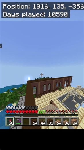 Bedrock Survival Realm Build Progress: wall and 1 staircase done #minecraft #survival #bedrock
