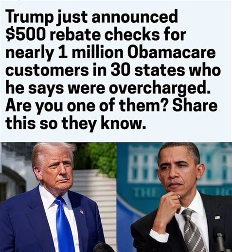 Trump announced $500 ACA rebate checks for nearly 1 million enrollees in 30 states,