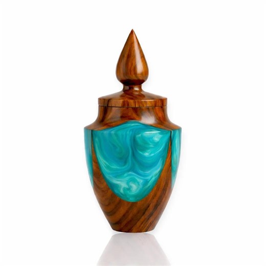 Handmade Wooden Cremation Urn - Blue Resin Swirl, Memorial Keepsake - Etsy