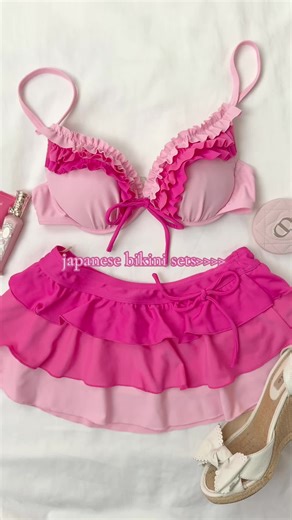 the cutest japanese bikini sets! coming to my website and depop tomorrow 15th march at 7pm gmt 💗🌸 #bikini #jfashion #coquette #summerwardrobe