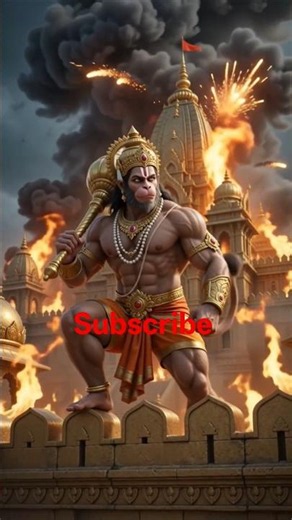 Hanuman ji fire on Ravan Lanka #hanuman #ravan #srilanka #ram