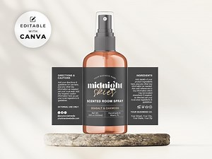 Editable Room Spray Label Template Canva, Modern Linen Spray Bottle Label Design 2oz 4oz, Printable Home Fragrance DIY Product Labels Mi - Etsy