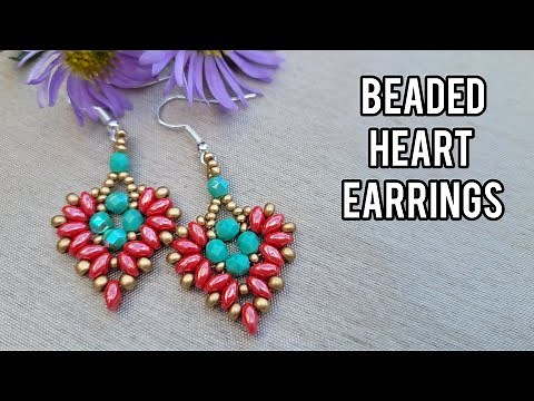 Beaded Heart Earrings for Valentine's day/ DIY handmade jewellery making Tutorial 💕💕💕