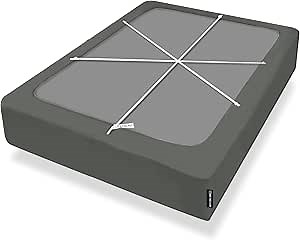 Bedecor 4-9 Inches Box Spring Cover Full Size Dark Grey with Stretchy Fabric Bed Frame Cover Wrap Around 4 Sides Elastic Bed Skirt Alternative Gray Boxspring Cover Full/Full XL