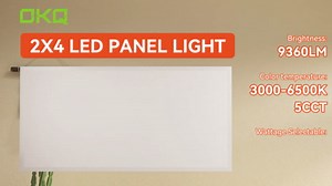 OKQ 2x4 LED Flat Panel Light Drop Ceiling Office Fixture, 5 CCT 3000K-6500K Adjustable & 5 Wattage Selectable,0-10V Dimmable, 2X4 LED Flush Mount Ceiling Light, ETL Listed 8Pack