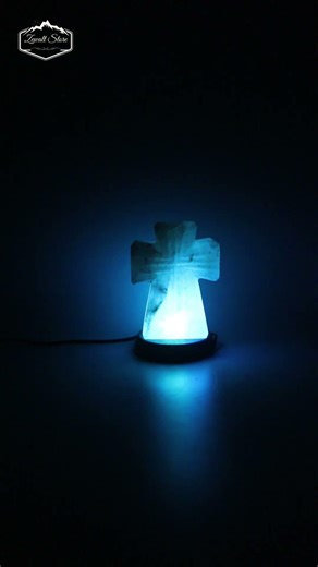 USB Cross Himalayan Salt Lamp RGB Color Changing LED Night Light Religious Decor