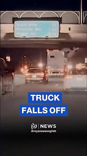 Dashcam captures truck plunging off overpass