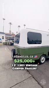 What do you think of this 13' vintage Trillium Trailer renovated into this beautiful camper? Inside, there is a small kitchenette with a fridge, sink, microwave, countertop space, & some storage; a dining area that converts into a full bed; a tiny closet; & a bathroom with a vanity & toilet! Would you travel on the weekends in a camper like this? Restored by LA-based Wanderlust Vintage Trailers! #camper #campervan #camperlife #camperliving #trailer #trilliumtrailer #happycamper #vintagecamper #r