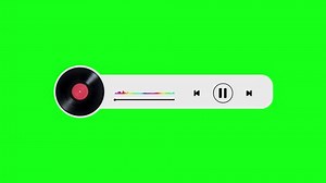 lecteur de musique vinyle avec égaliseur de son pour l'aperçu de musique. Fréquence audio graphique du visualiseur d'animation isolée sur fond vert