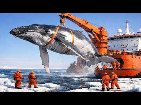 Hunting a 100-ton sea monster: European fishermen catch and process giant whales at sea! #02