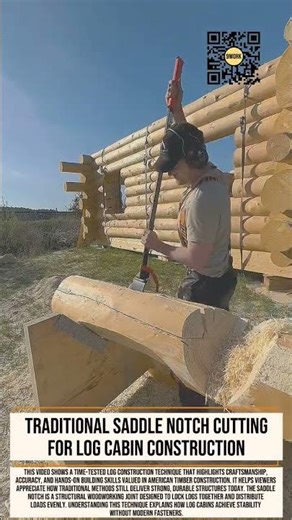 Traditional Saddle Notch Cutting for Log Cabin Construction #9work