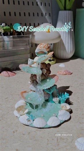 DIY seashell fountain 🐚 #craftideas #SeashellCraft #seashelldecor #handmade #glueguncraft