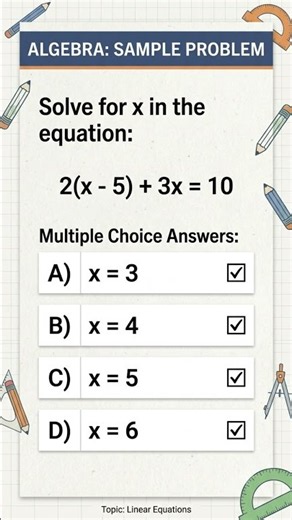 2(X-5) + 3X = 10 #fyp #maths #highlights #shorts #reels